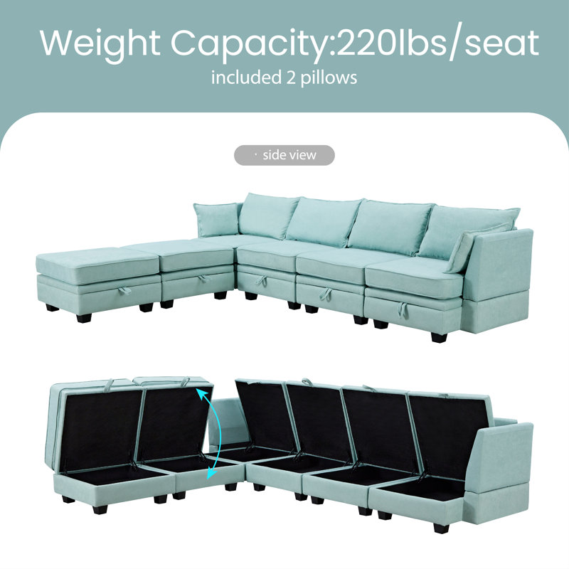 Canapé modulaire Jocimar, 100 % lin vert