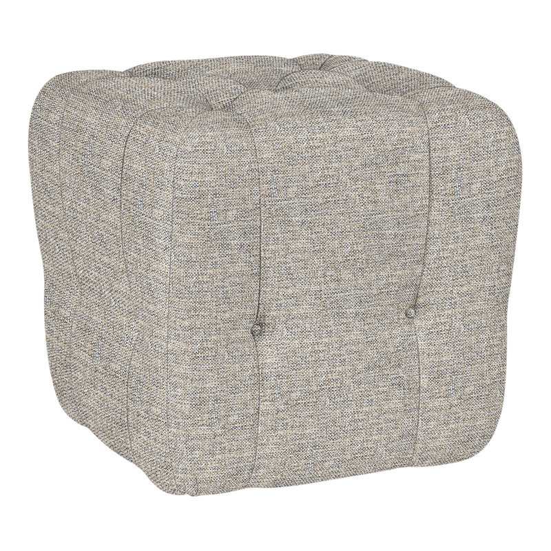 Glen Haven By Thom Filicia Square Boucle and Velvet Tufted Pouffe, Impala Storm
