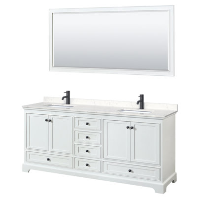 Deborah 80'' Double Bathroom Vanity with Marble Top