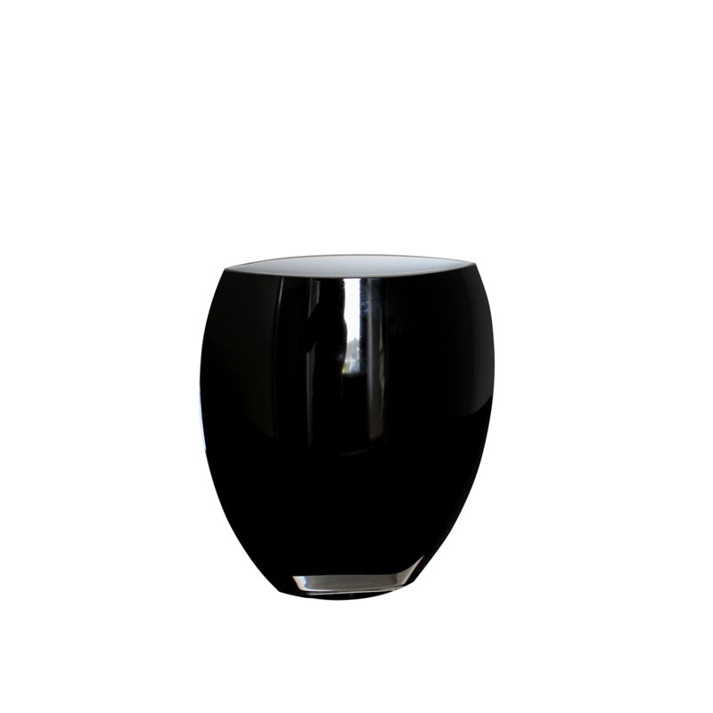 Cialan Glass Table Vase, Black, 8.5" H x 7.5" W x 3.75" D