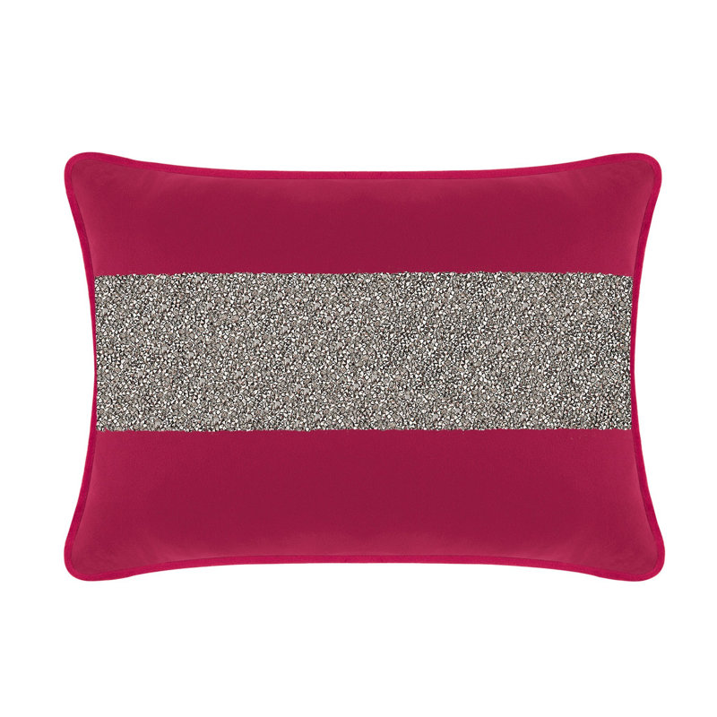 Coussin Sparkles Home Velours | Insertion de plumes, Rectangular 14"H x 20"W, Velours fuchsia / gris anthracite