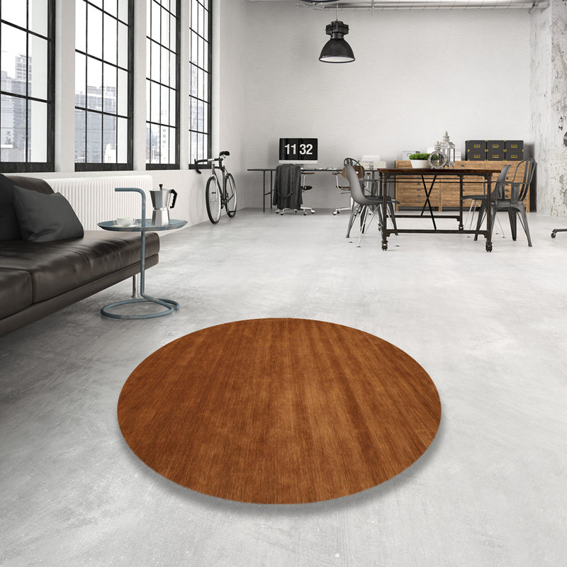Tapis brun contemporain, Rond 5 pi
