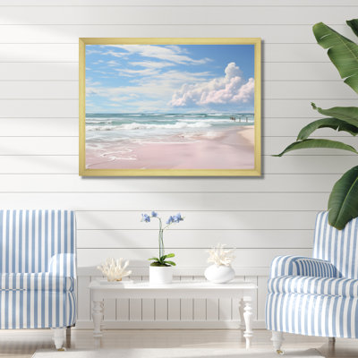Pink Minimalism Beach Landscape III - Coastal Beach Wall Art For Living Room