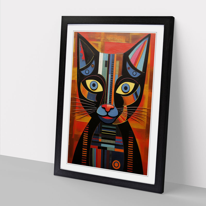 Egyptian Cat Constructivism No.3 - Framed Print, 64" H x 46" W x 2" D, Black
