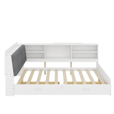 Full Platform Bed With Storage Headboard, Shelves And 2 Drawers by Red Barrel Studio
