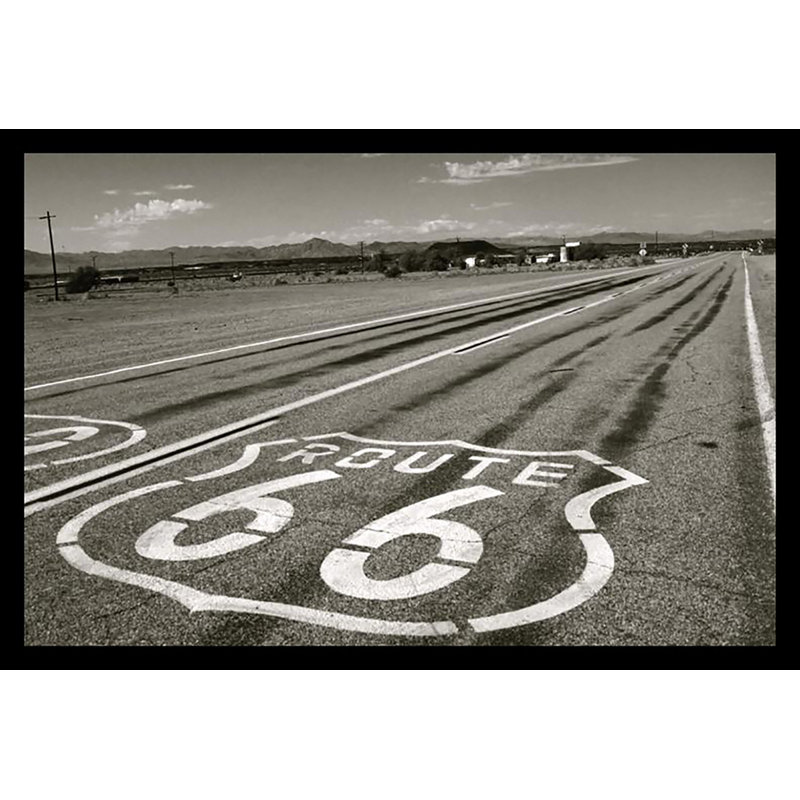 Route 66 - Reproduction de photo sur papier encadrée, H 14,5 po x l 20,5 po x P 1,25 po