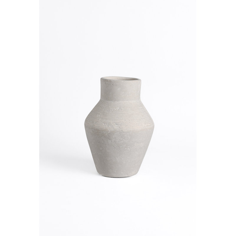 Vase en terre cuite naturel H 8,7 po et diamètre 6,1 po, Blanc