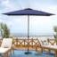 Parasol de 7,5 pi x 7,5 pi avec manivelle et bouton-poussoir inclinable, parasol de marché pour table d'extérieur avec mât en aluminium-1346833680