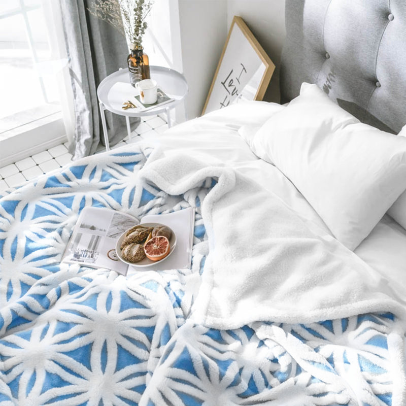 Quilted Throw Blanket, Light Blue