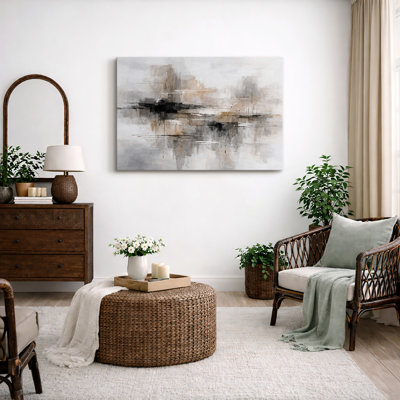«Abstract Neutral Landscape Horizon Composition», impression de salon minimaliste, impression sur toile encadrée