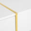 Table basse 47,2 "x 31,4" minimaliste ultrabrillante avec 2 tiroirs, table de canapé rectangulaire multi-rangement avec pieds en grain de bois doré, table de centre moderne pour le salon, blanc