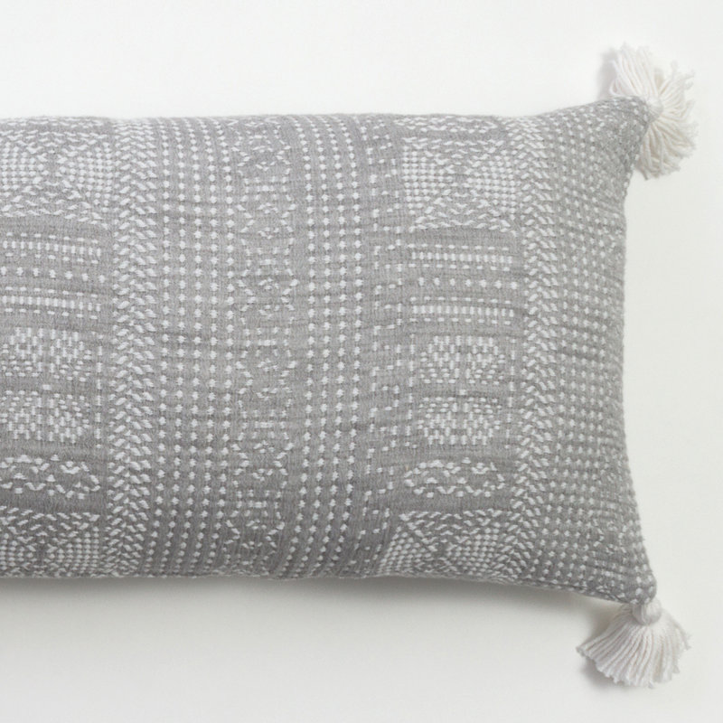 Moora Tassels Cotton Throw Pillow, Gray