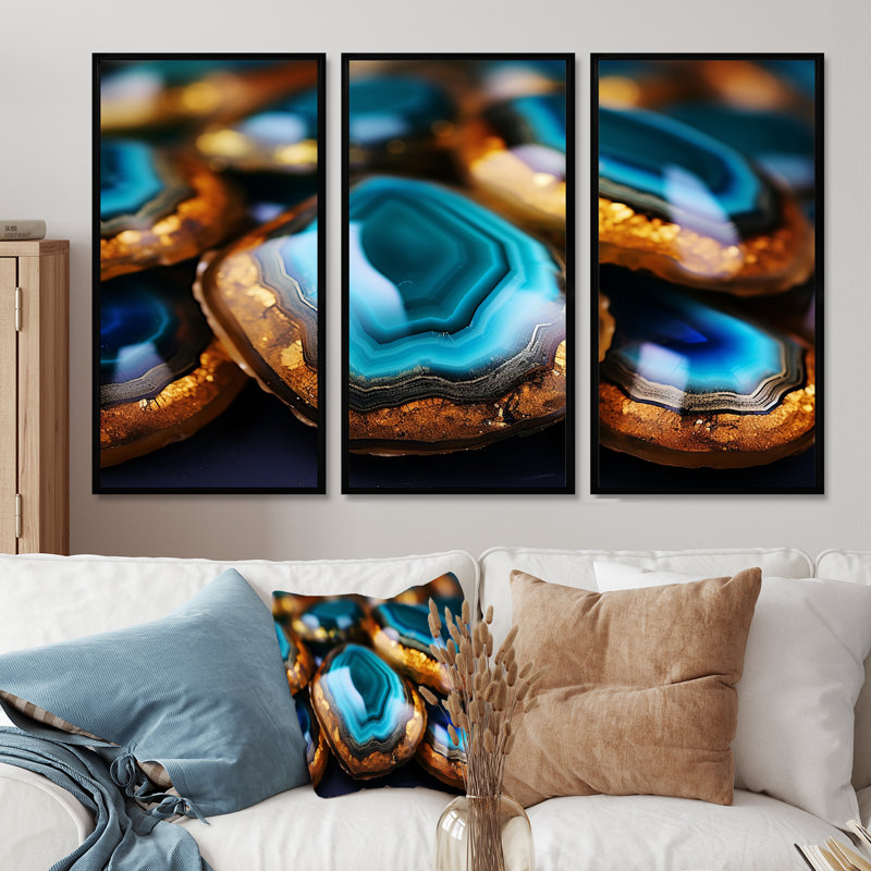 Ensemble de salon Golden Oasis Agate, Cadre flottant noir, H 32 po x l 48 po x P 1 po