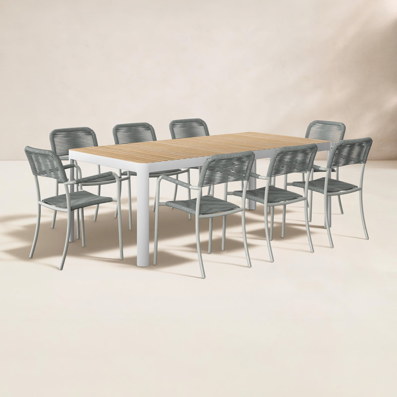 Ensemble de salle à manger rectangulaire en aluminium pour 8 personnes Leeson