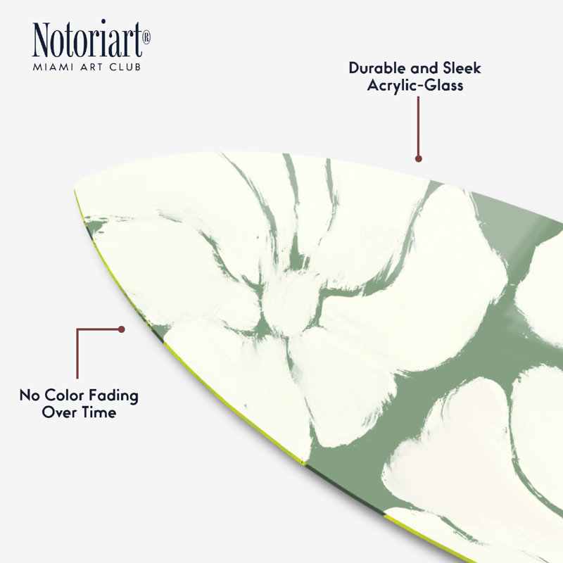 «Chalkboard Floral Surfboard Acrylique Coastal Wall Art» par Notoriart