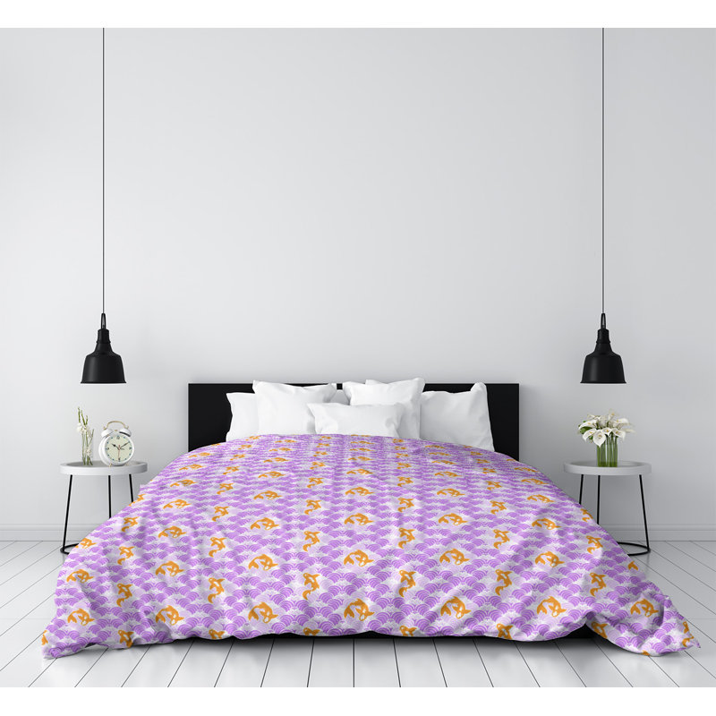 Housse de couette Katelyn Elizabeth, Housse de couette pour très grand lit, Mauve et orange