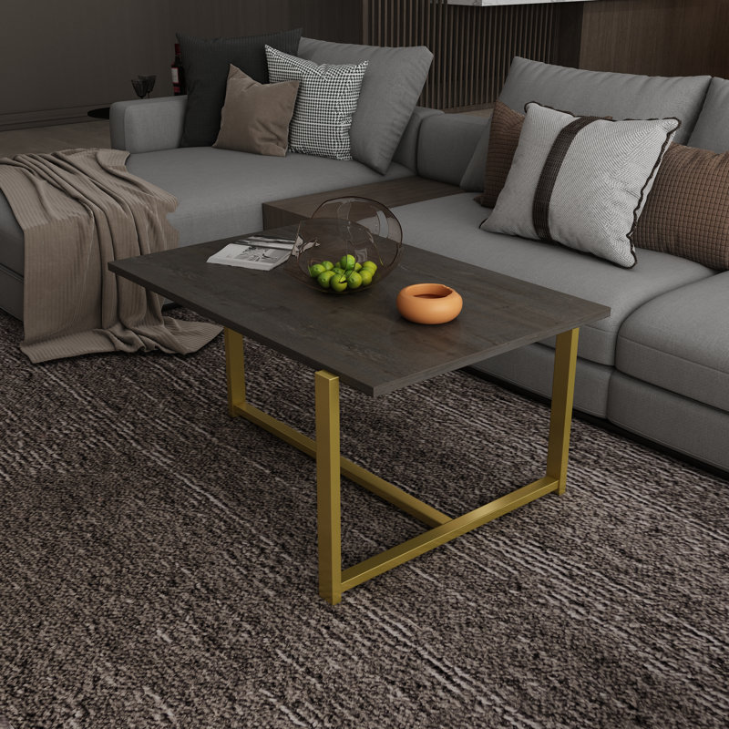 Geometric Coffee Table, Dark Oak, Gold
