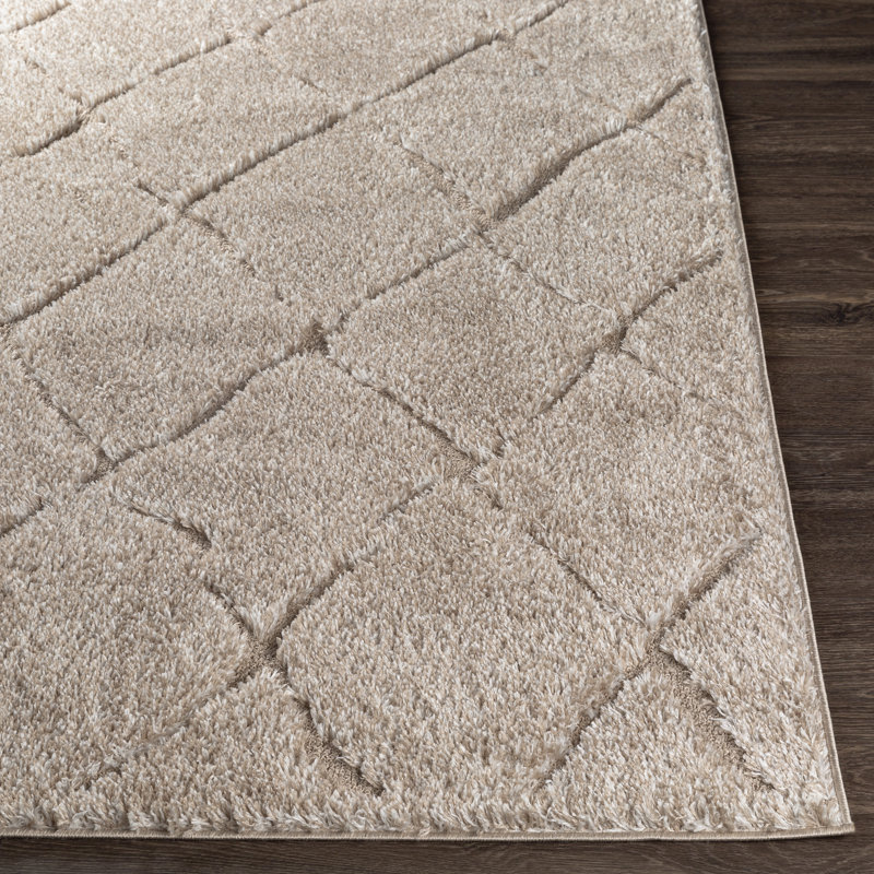 Tapis beige tissé à la machine Wallen, Rectangle 5 pi 3 po x 7 pi 3 po