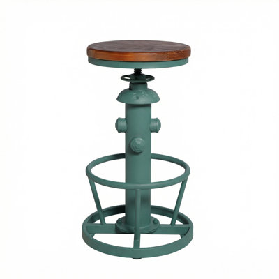 Antique Industrial Round Bottom Adjustable Height Cafe Retro Hydrant Stylish Water Pipe Design Pub Kitchen Bar Stool
