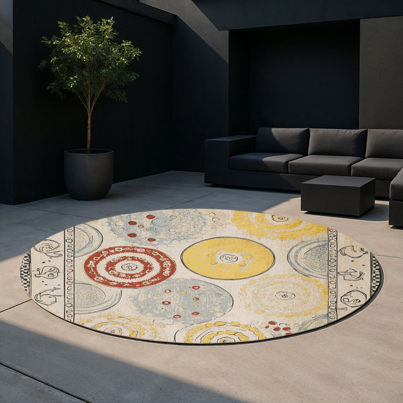 Vivid Flicker Indoor And Outdoor Area Rug, Round 5'
