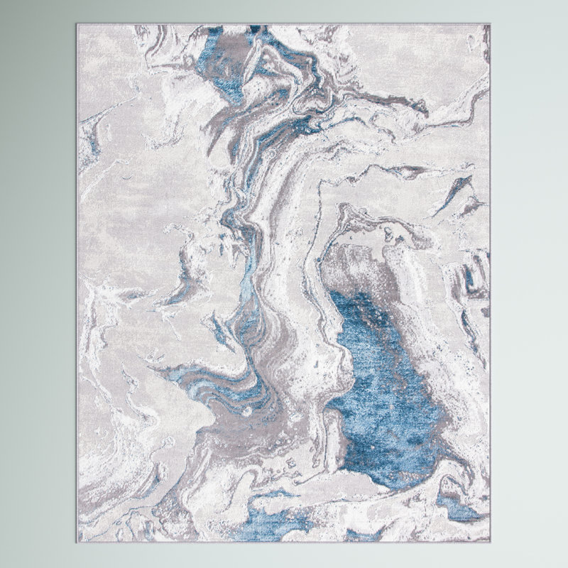 Castrovinci Abstract Gray Area Rug, Rectangle 9' x 12'
