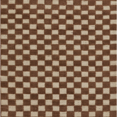 Azle Brown Beige Hand-Woven Checkered Wool Rug
