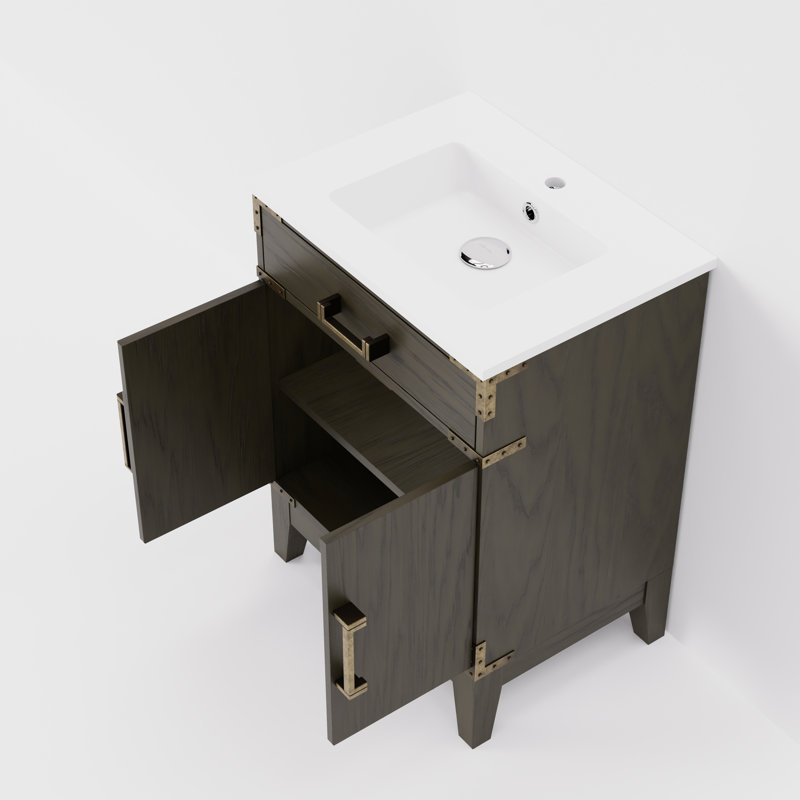 Laurel 24 in W x 18 in D Single Bath Vanity and Acrylic Top, Brown Oak