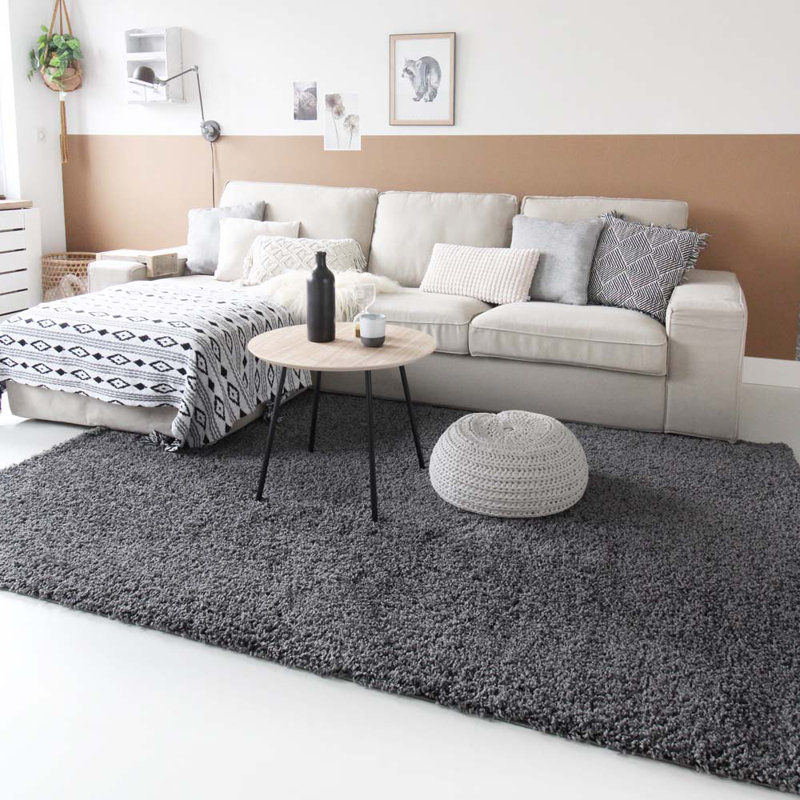 Aloysia High Pile Shaggy Grey Rug, Rectangle 240 x 340cm