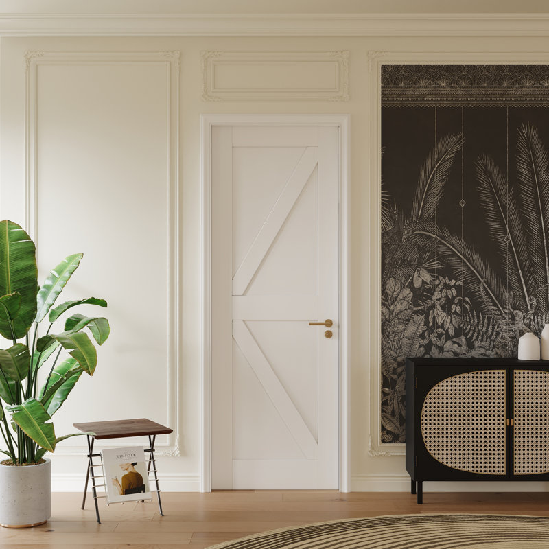 80'' Solid Wood Paneled Prefinished Standard Door Without Installation Hardware Kit, 28" x 80"