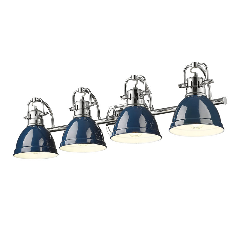 Ensemble de meuble-lavabo 4 lumières Brynnan, Bleu marine mat, Chrome chrome