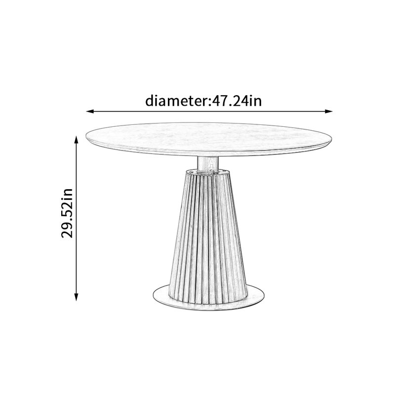 Table de salle à manger Carlane, H 29,52 po x L 47,24 po x l 47,24 po