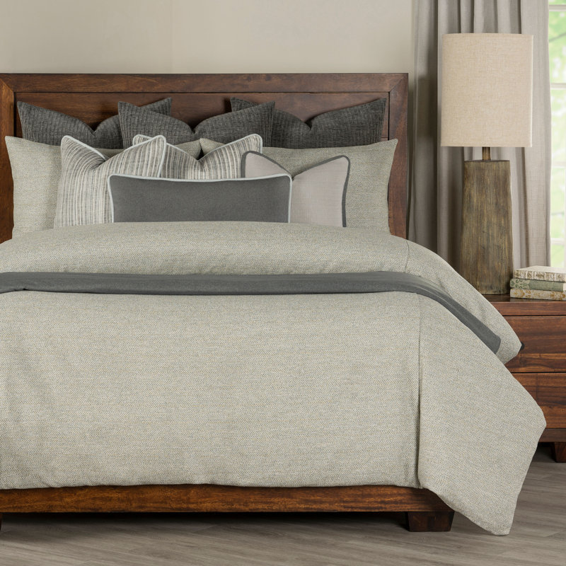 Adventure Tweed Duvet Cover & Insert Set, Cal King Duvet Cover & Insert +2 Shams +2 Pillows, Green