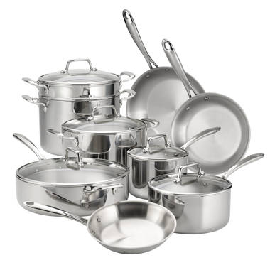 CookCraft 10-Piece Tri-Ply Stainless Steel Cookware Set with Lids