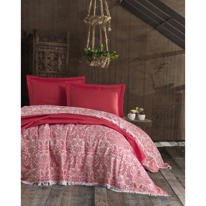 Cotton Damask Coverlet Set