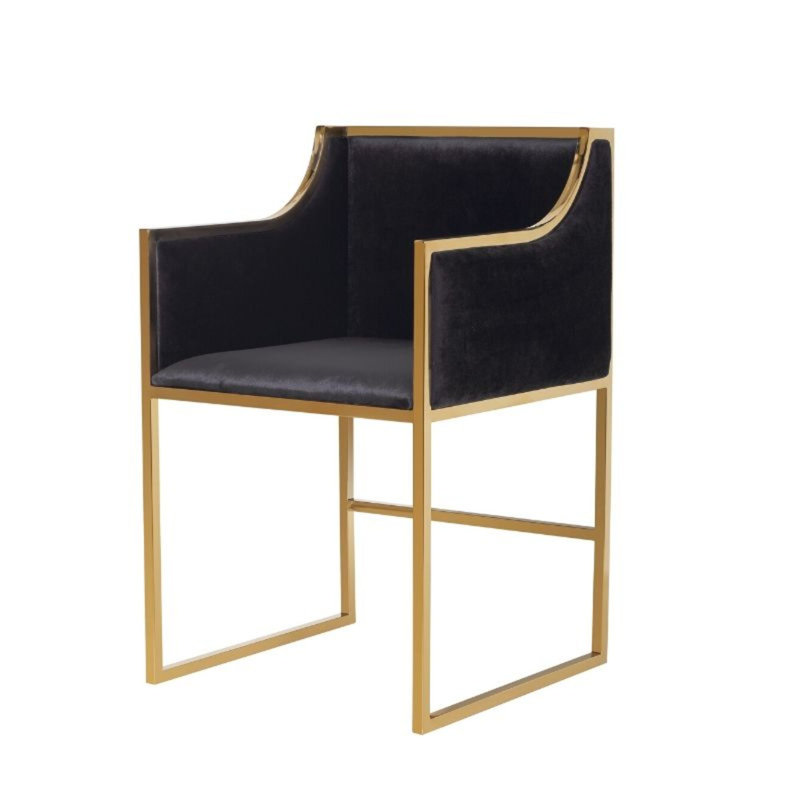 Velvet Side Chair, Gold, Black