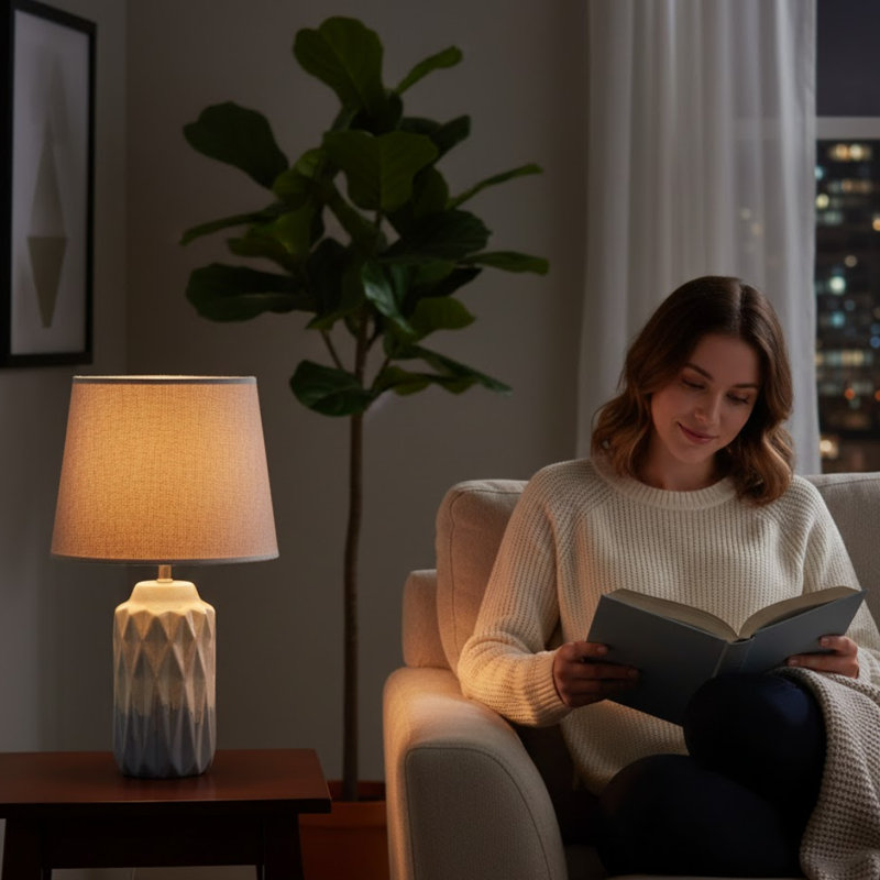 Elegant Eagan Ceramic Table Lamp – Handcrafted Design with Stylish Base & Shade, Perfect Accent Lighting for Living Room or Bedroom