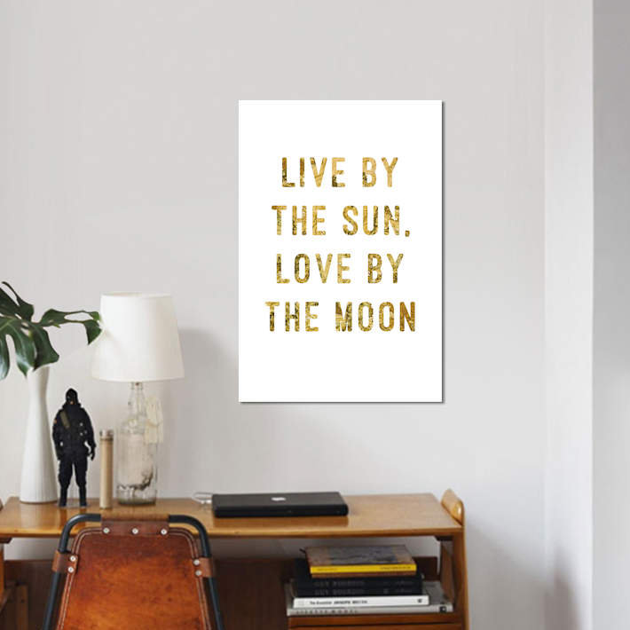 «Live by Gold», impression sur toile, H 26 po x l 18 po x P 1,5 po, Toile tendue, Pas de tapis