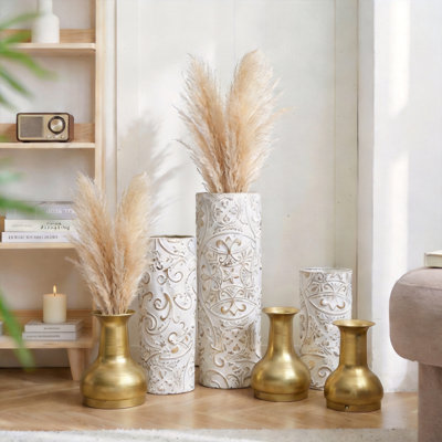 Grand vase de sol décoratif en métal émaillé, lot de 3