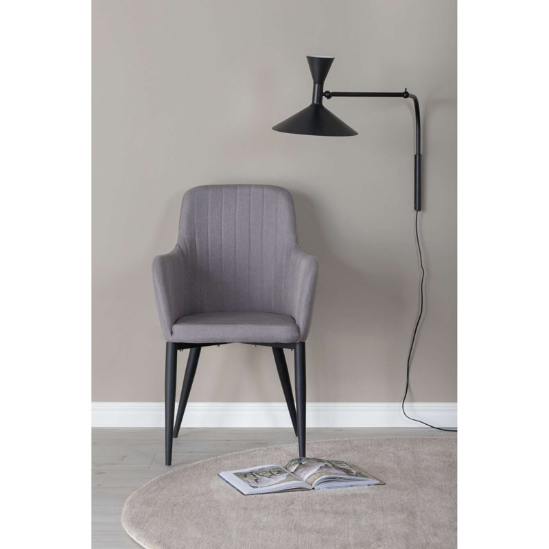 Upholstered Dining Chair, Grey, Black