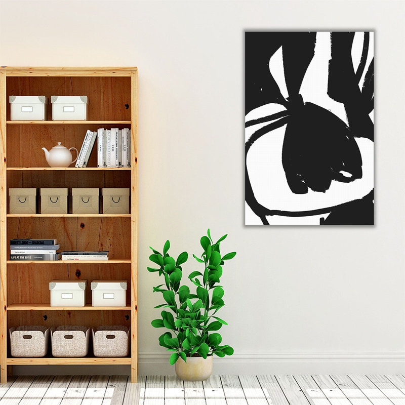 «Tulipe suspendue noire et blanche», reproduction d'art sur toile, H 30 po x l 20 po