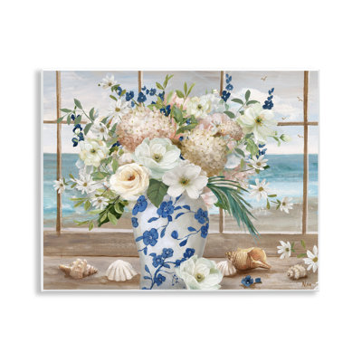 Seashells & Flowers Windowsill Wall Plaque, design by Nan