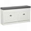 Banc de rangement pour chaussures moderne pour hall d'entrée, rangement avec coussin, 2 tiroirs, tablette réglable, peut contenir 8 paires, blanc