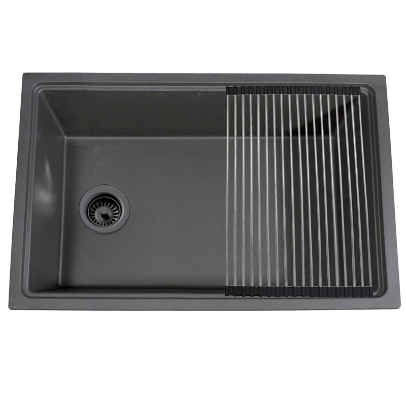 Nantucket Sinks 30 Inch  Dualmount Granite Composite Prep-Station with Side Set Drain, Titanium