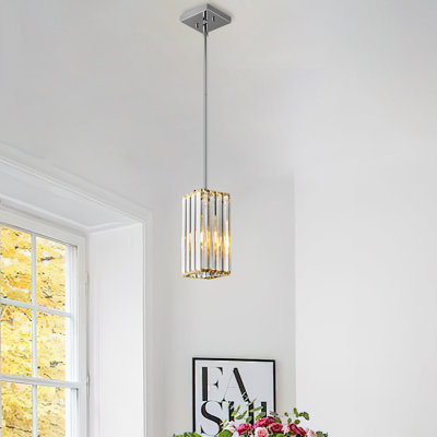 Modern Pendant Light Rectangle Pendant Lighting Mini Crystal Chandeliers Adjustable Pendant Light Fixture for Kitchen Island Dinning Room Living Room