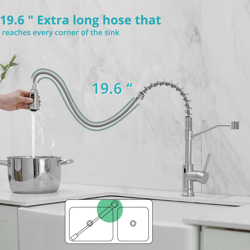 Robinet de cuisine activé par capteur de mouvement - Finition nickel brossé automatique sans contact, remplissage en céramique, corps en laiton pour robinet avec nickel tendance, matériaux de cuisine