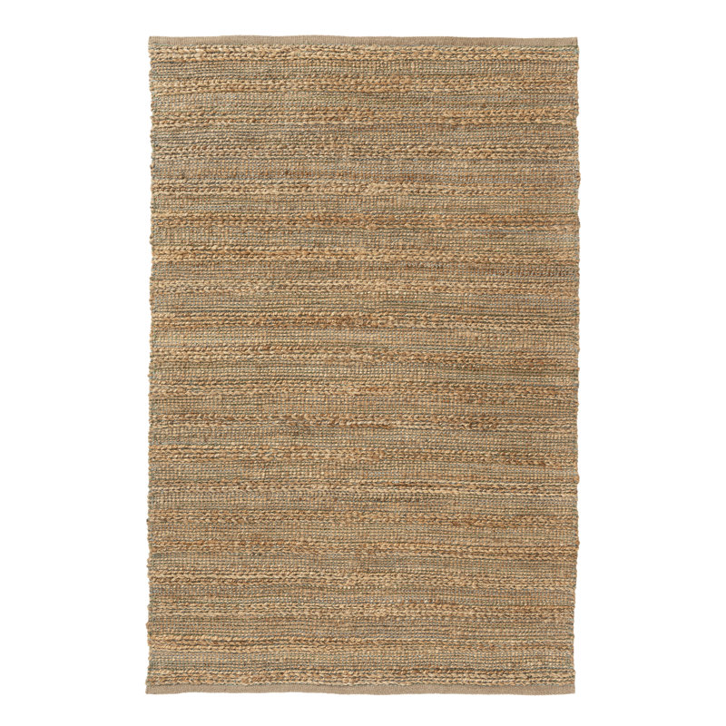 Modern Farmhouse Handmade Natural Fiber Jute Indoor Area Rug with Cotton Backing, Rectangle 9' x 12', Tan/Gray/Green