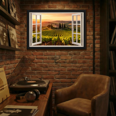«Landscape & Nature Open Window Vineyard Sunset Landscape View»