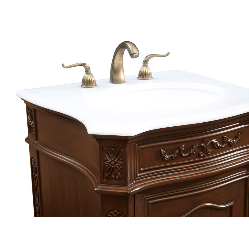 Berkshire 24'' Single Bathroom Vanity with Top, Coffee, White