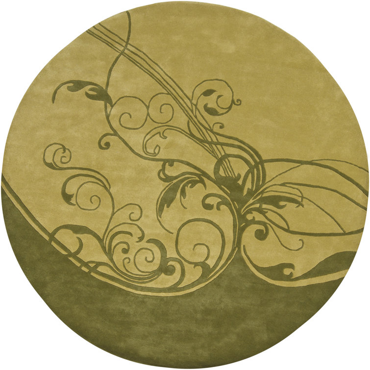 Mikilah Authentic Hand-Tufted Handcrafted Yellow, Tan, Green & Gold High-Low Botanical Wool Area Rug