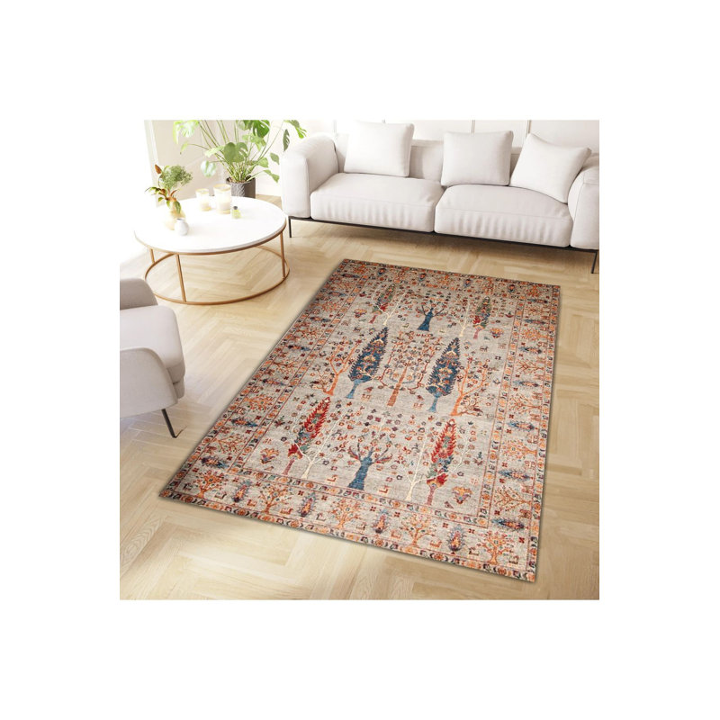 Tapis décoratif lavable à la machine orange, Rectangle 2 pi 4 po x 3 pi 11 po